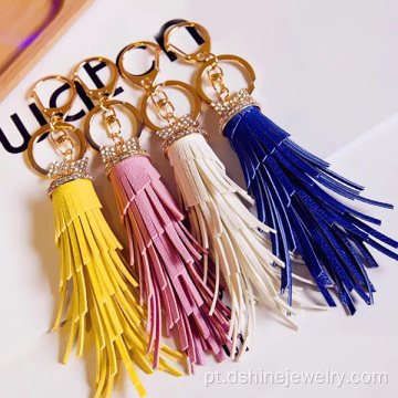 Artesanato atacado personalizado couro Tassel Keychain Design